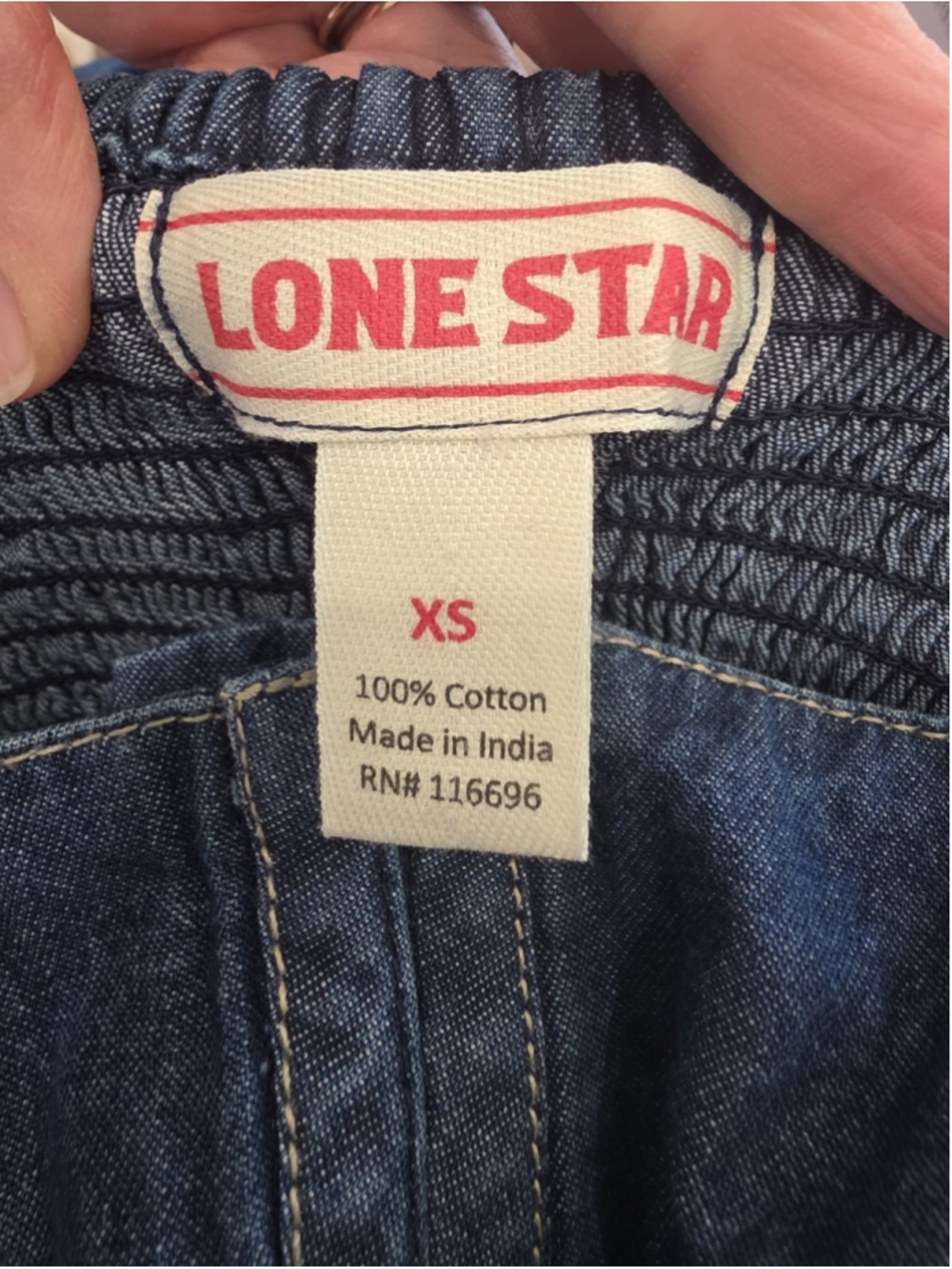 Lone Star Denim Midi Dress Sz XS 100% Cotton Western Prairie Pockets Hook & Eye - Picture 10 of 10